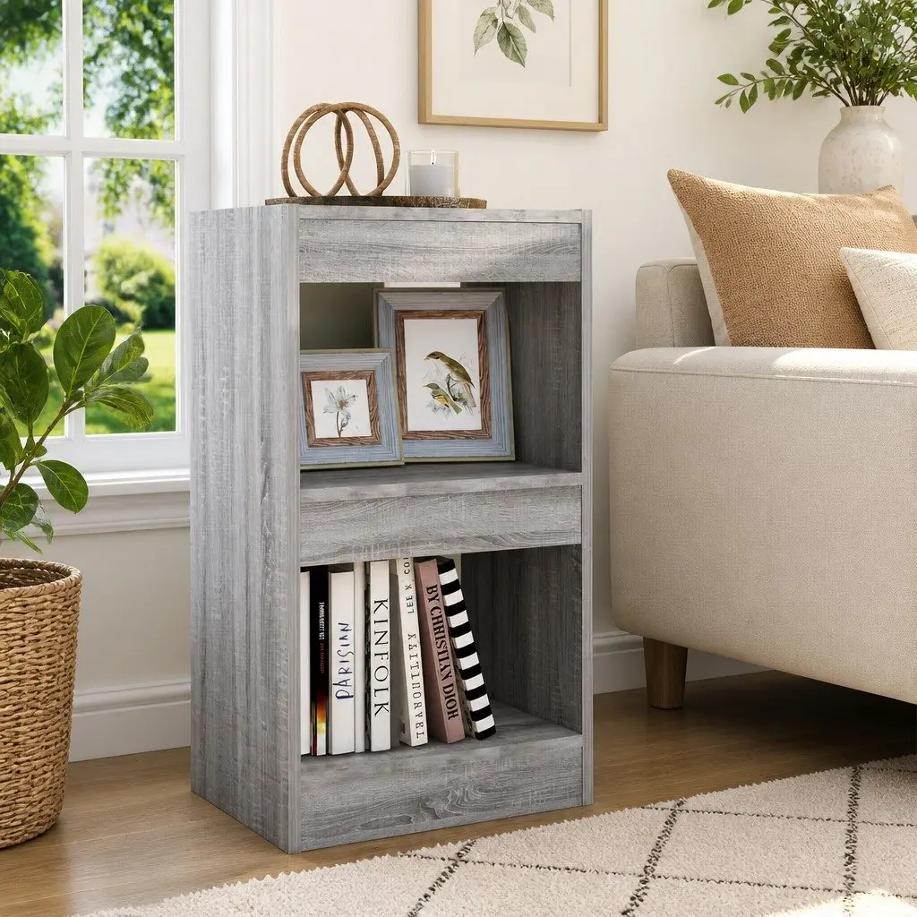 Book Cabinet Room Divider Grey Shelving Storage Display Organiser