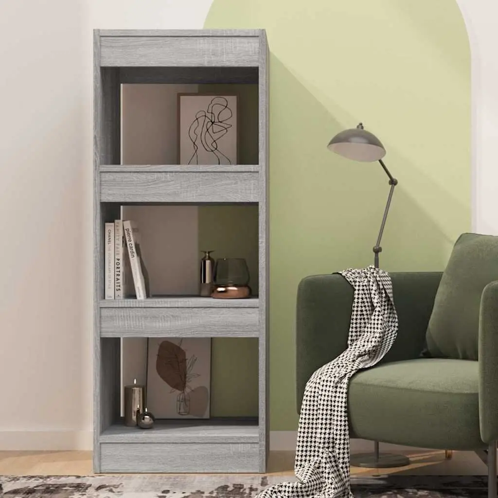 Wooden Book Cabinet Storage Organiser Grey Sonoma Room Divider 40x30x103cm