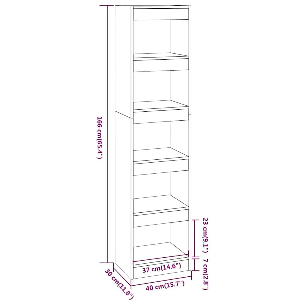 Bookcase for Storage 40x30x166cm Grey Sonoma Room Divider Cabinet