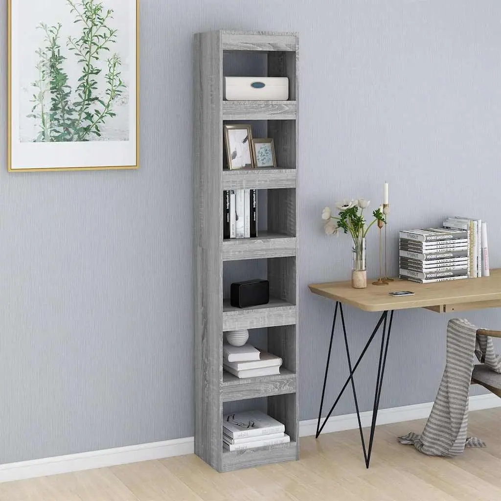 Grey Sonoma 40x30x198cm Bookshelf Storage Unit Room Divider for Living Room and Hallway