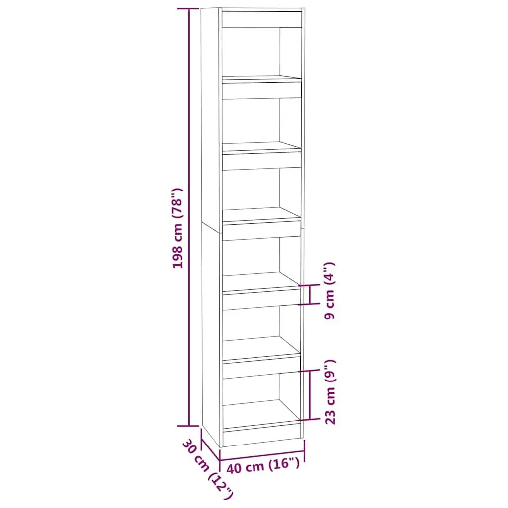 Grey Sonoma 40x30x198cm Bookshelf Storage Unit Room Divider for Living Room and Hallway
