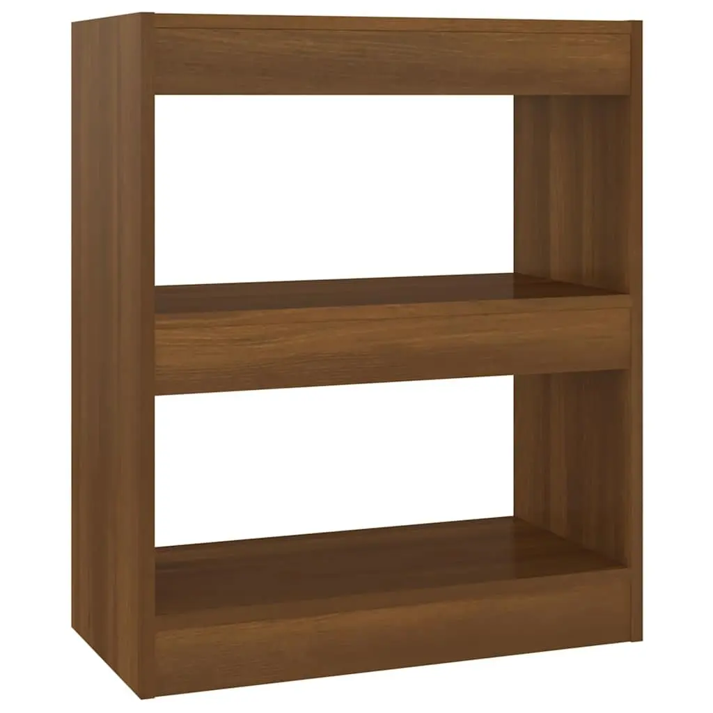 Brown Oak Book Cabinet Room Divider Shelving Unit 60W x 30D x 72H cm