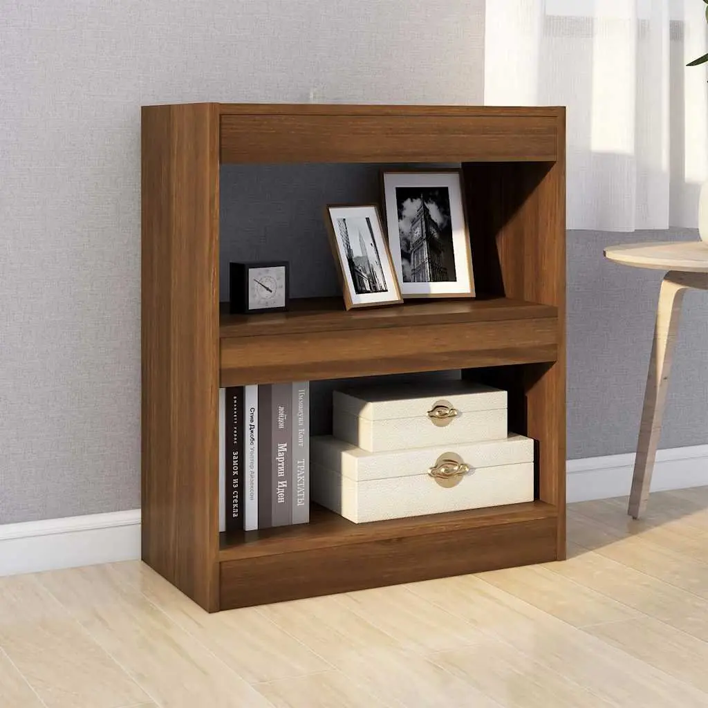 Brown Oak Book Cabinet Room Divider Shelving Unit 60W x 30D x 72H cm