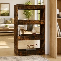 Smoked Oak Book Cabinet Dimensions 60x30x103cm Engineered Wood