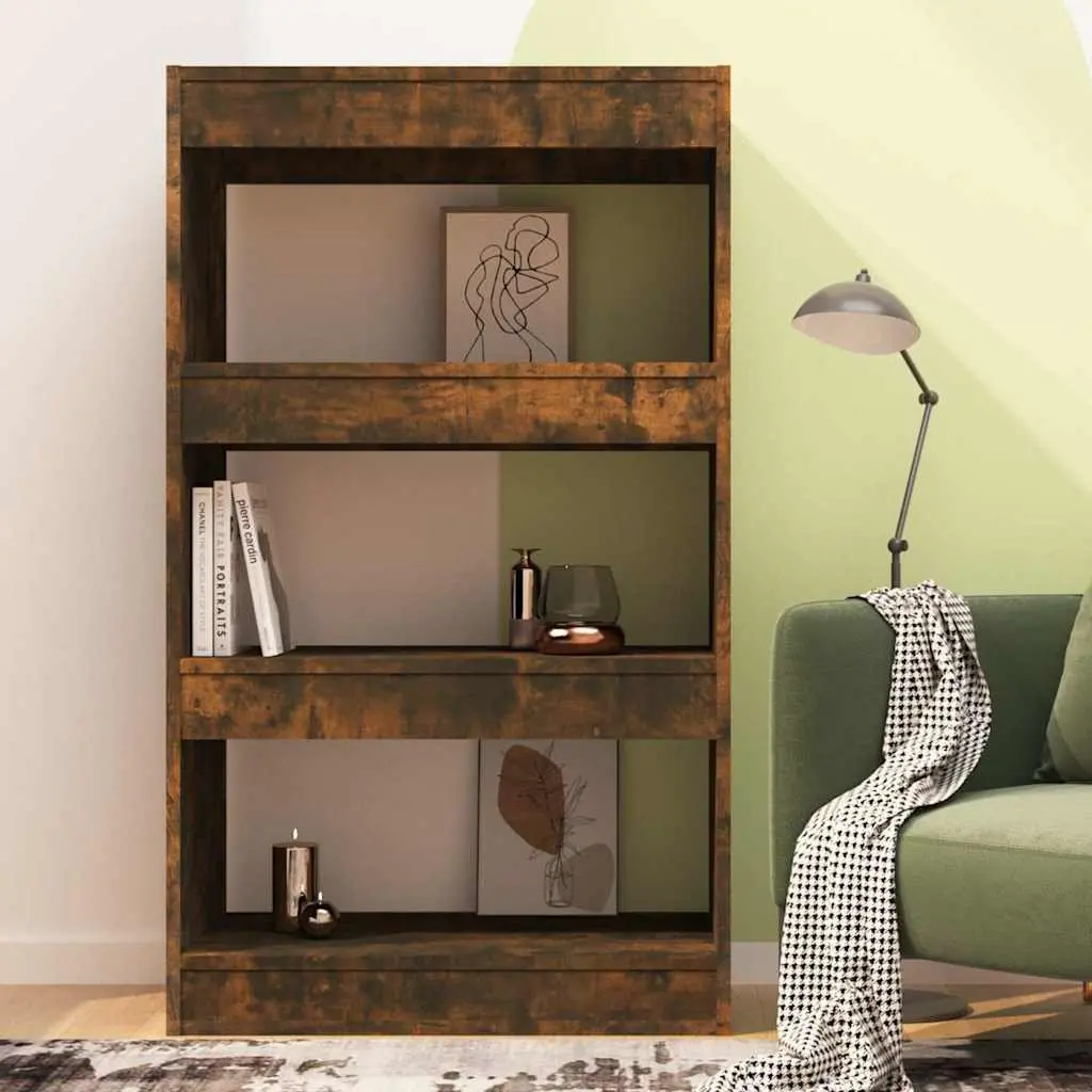Book Cabinet Room Divider Shelf Smoked Oak 60x30x103cm Engineered Wood Storage