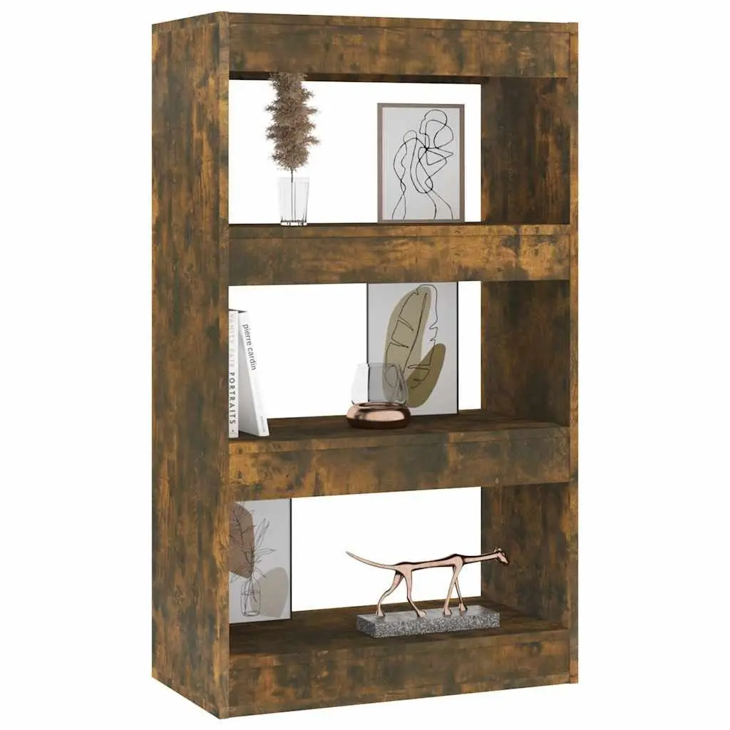 Book Cabinet Room Divider Shelf Smoked Oak 60x30x103cm Engineered Wood Storage
