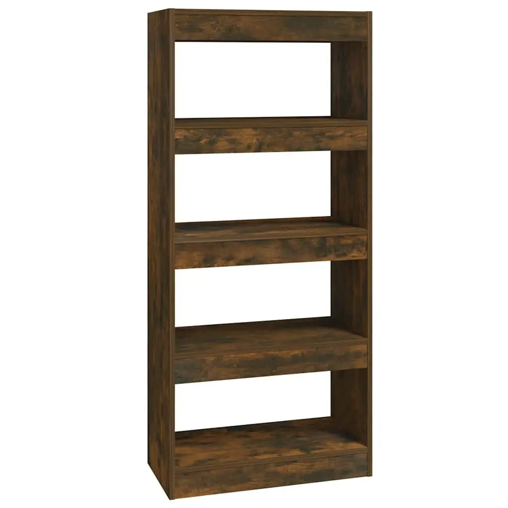 Book Cabinet Room Divider Smoked Oak Engineered Wood Bookshelf 60W x 30D x 135H cm