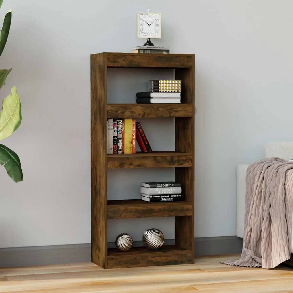 Book Cabinet Room Divider Smoked Oak Engineered Wood Bookshelf 60W x 30D x 135H cm