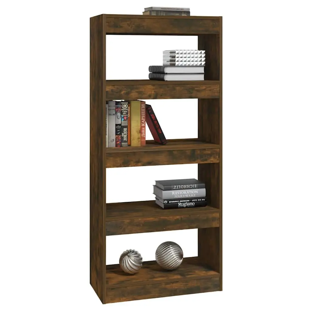 Book Cabinet Room Divider Smoked Oak Engineered Wood Bookshelf 60W x 30D x 135H cm