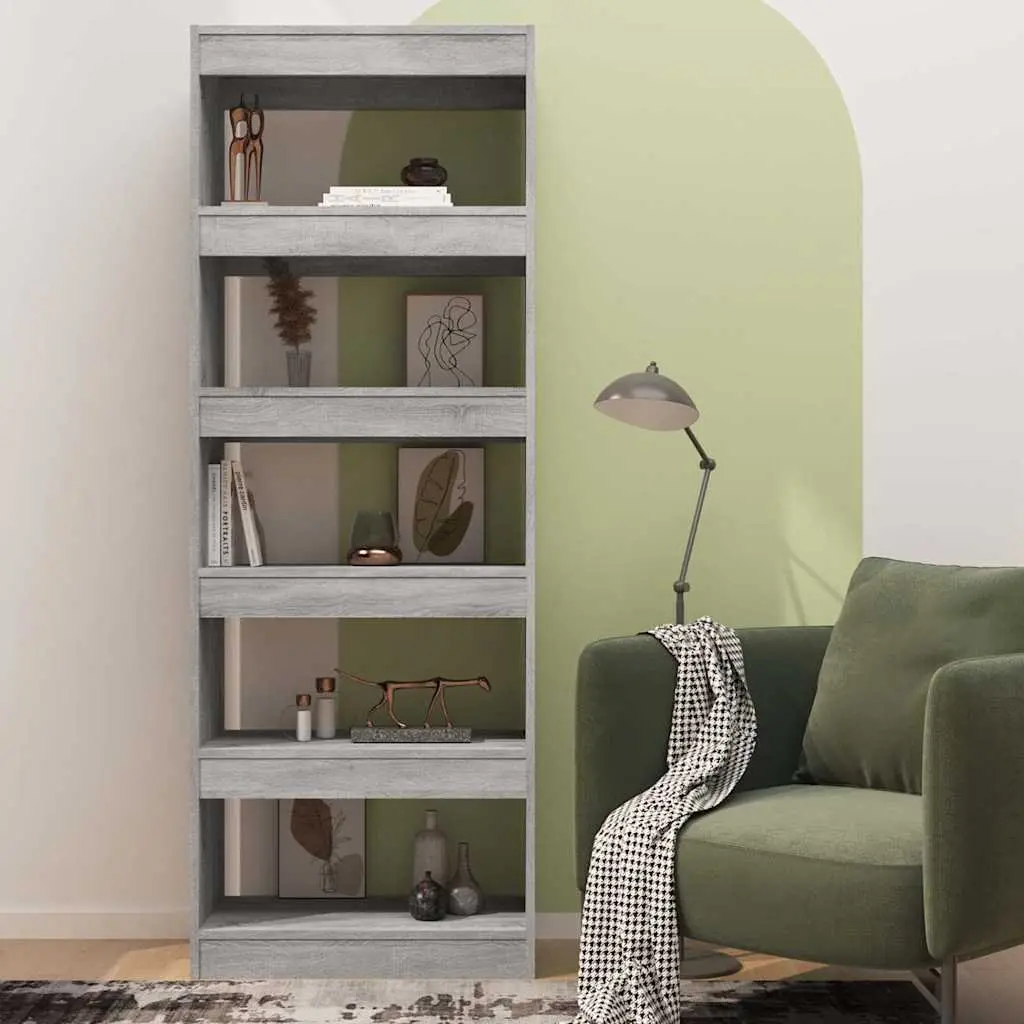 Book Cabinet Room Divider Grey Sonoma 60x30x166cm Engineered Wood Bookshelf