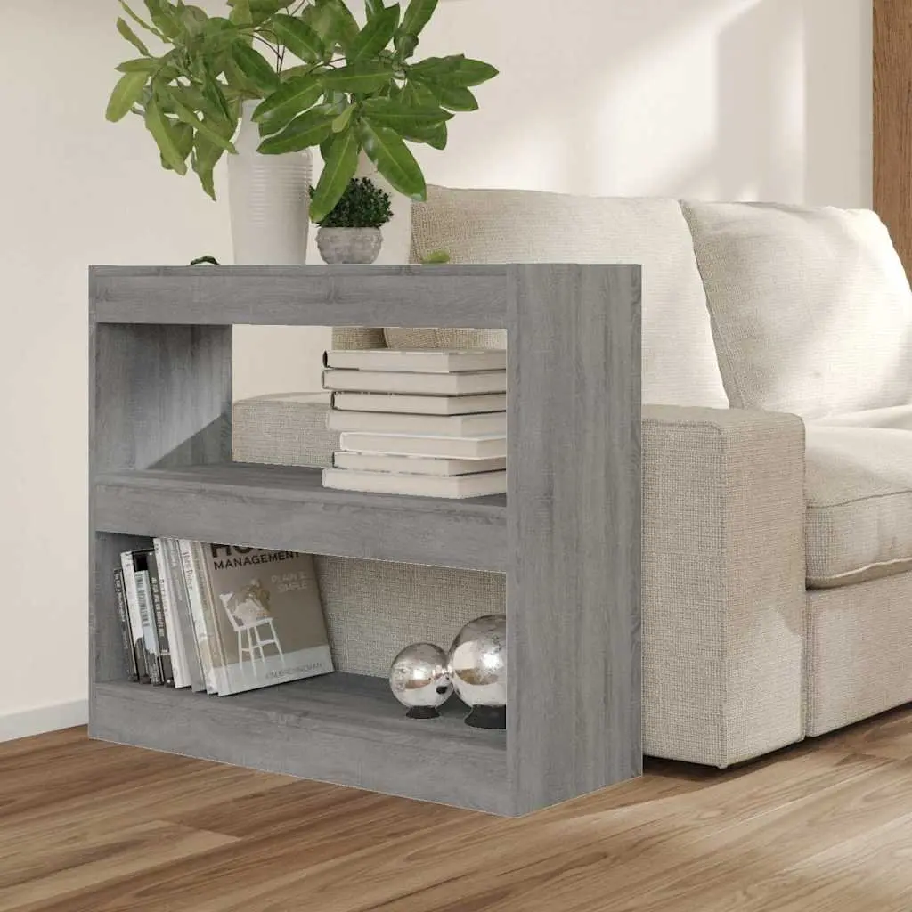 Grey Bookcase Storage Unit 80x30x72cm Room Divider Bookshelf