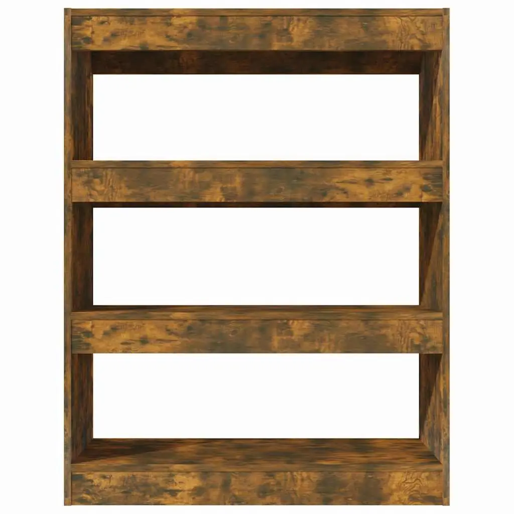 Storage Shelf Room Divider Book Cabinet Smoked Oak Engineered Wood 80x30x103cm