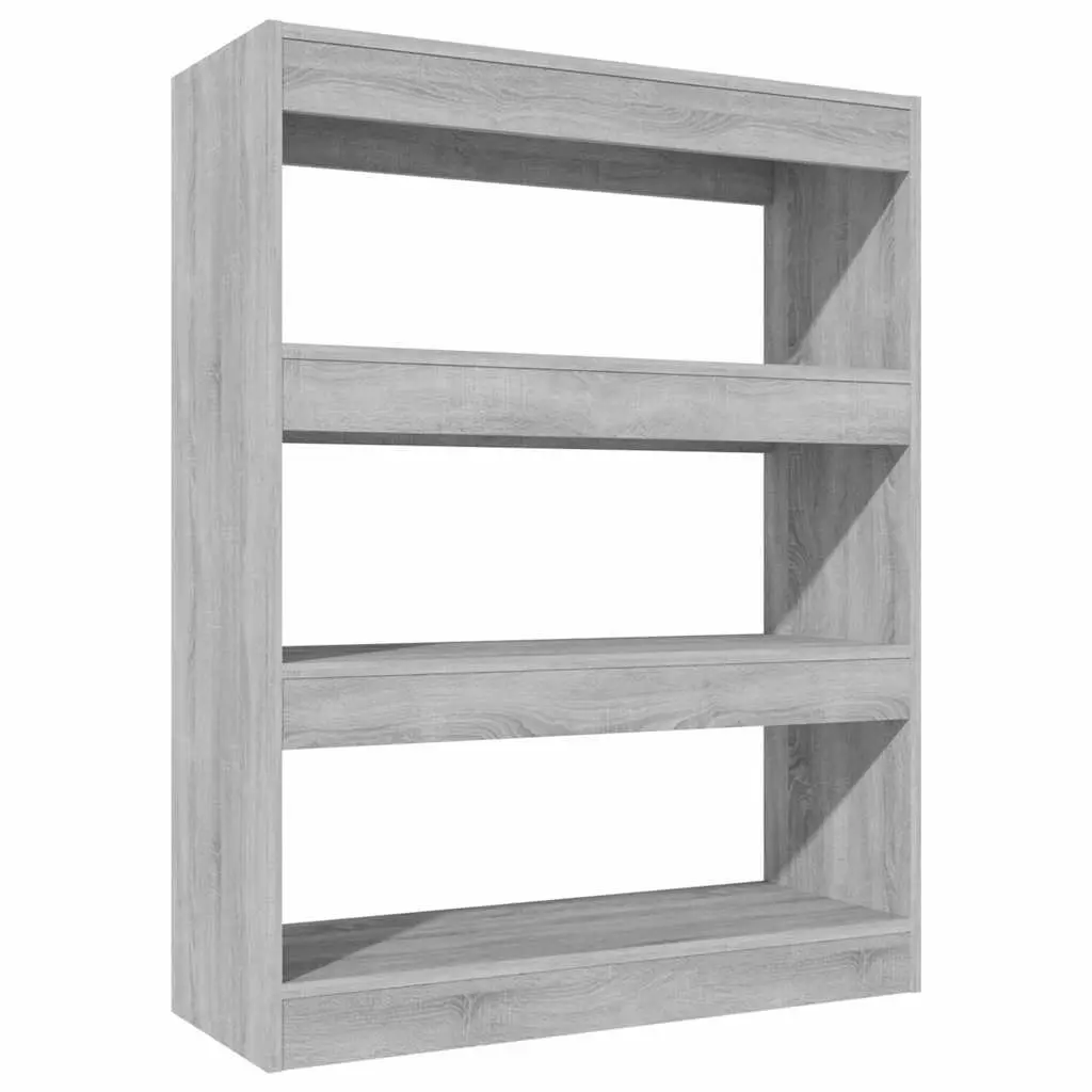 Wooden Shelving Unit Room Divider 80x30x103cm Grey Sonoma Storage Cabinet