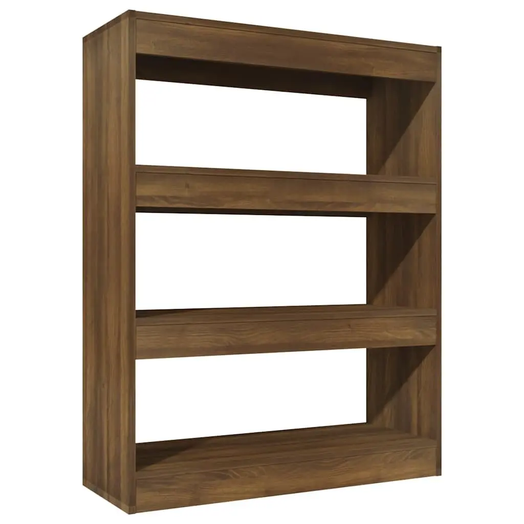 Brown Oak Room Divider Book Cabinet