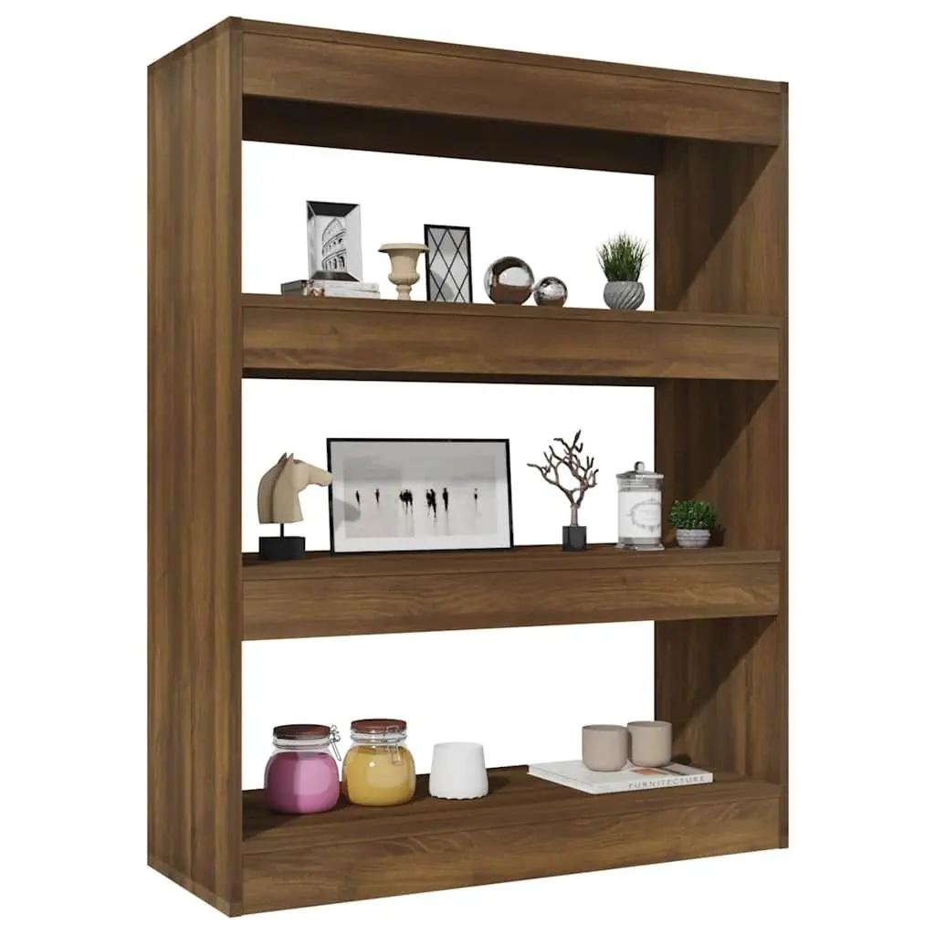 Brown Oak Room Divider Book Cabinet