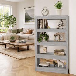 Grey Wooden Bookcase Divider 80L x 30W x 135H cm