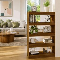 Brown Engineered Wood Bookshelf Divider 80x30x135cm