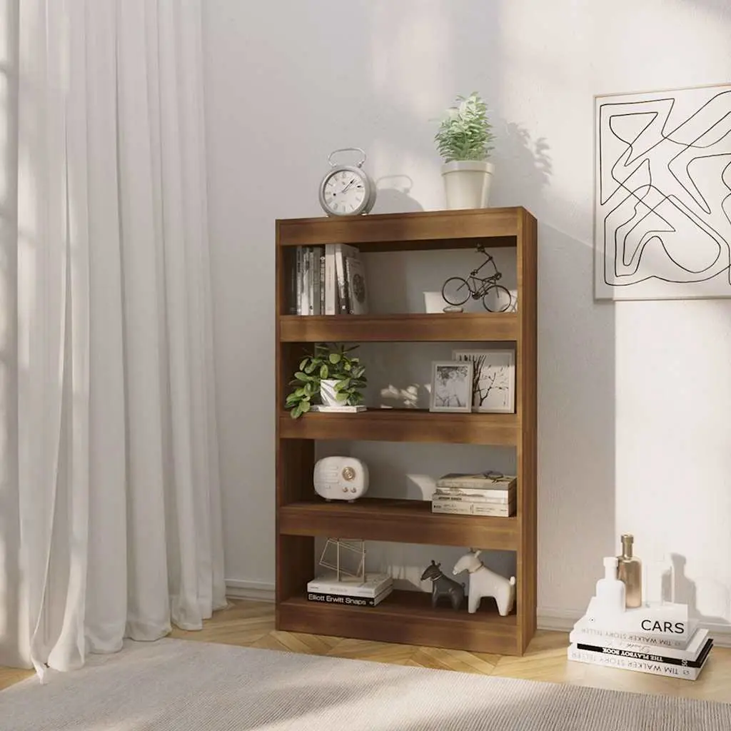 Brown Engineered Wood Bookshelf Divider 80x30x135cm