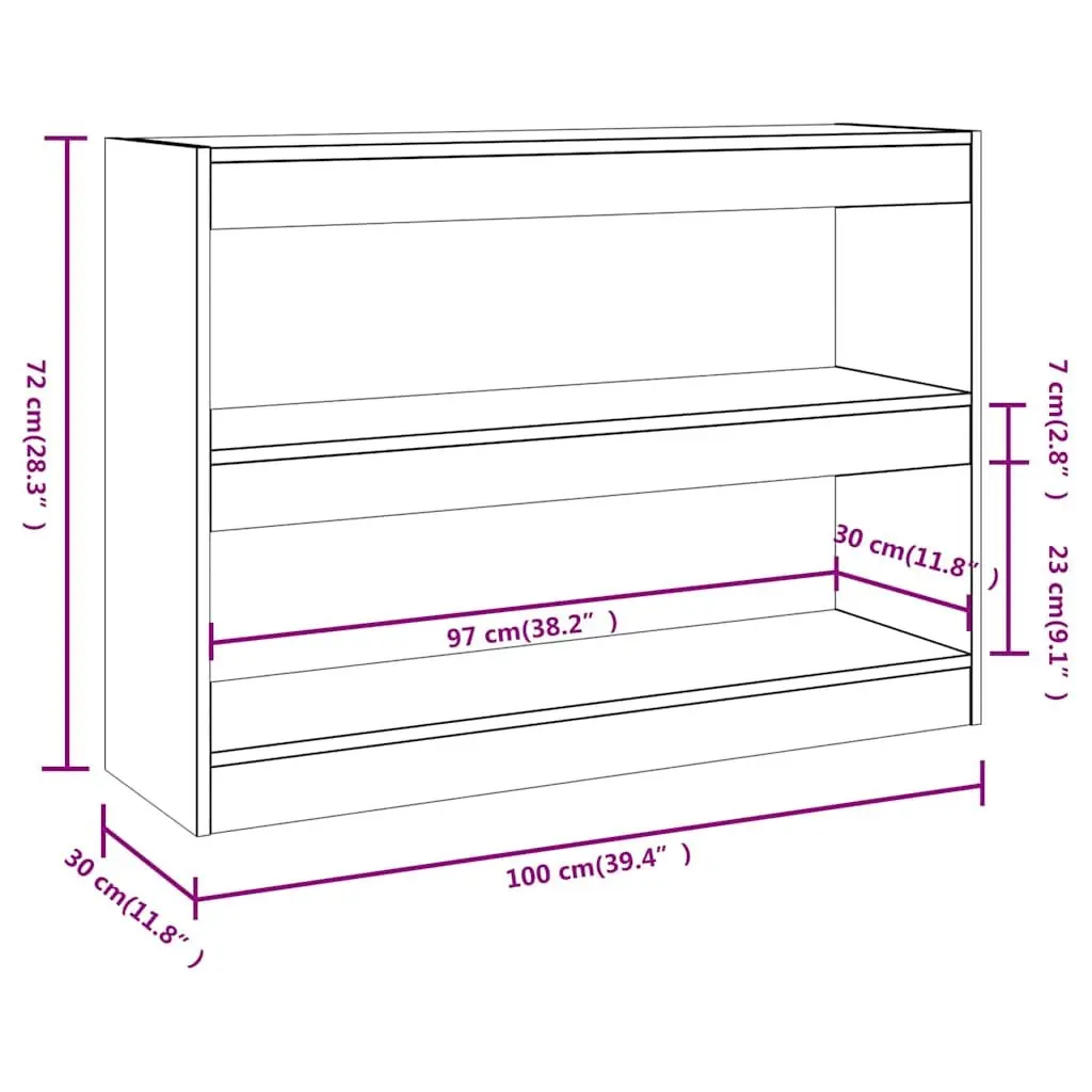 Book Cabinet Room Divider Grey Sonoma Storage Shelving Unit 100x30x72cm