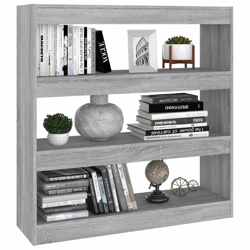 Open Shelving Unit for Books Room Divider Grey Sonoma 100x30x103cm Storage Organiser