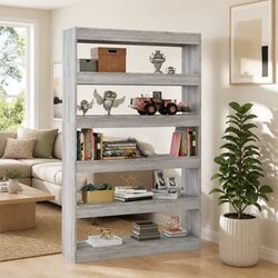 Grey Wooden Bookcase: 100 x 30 x 166 cm, Sturdy Design