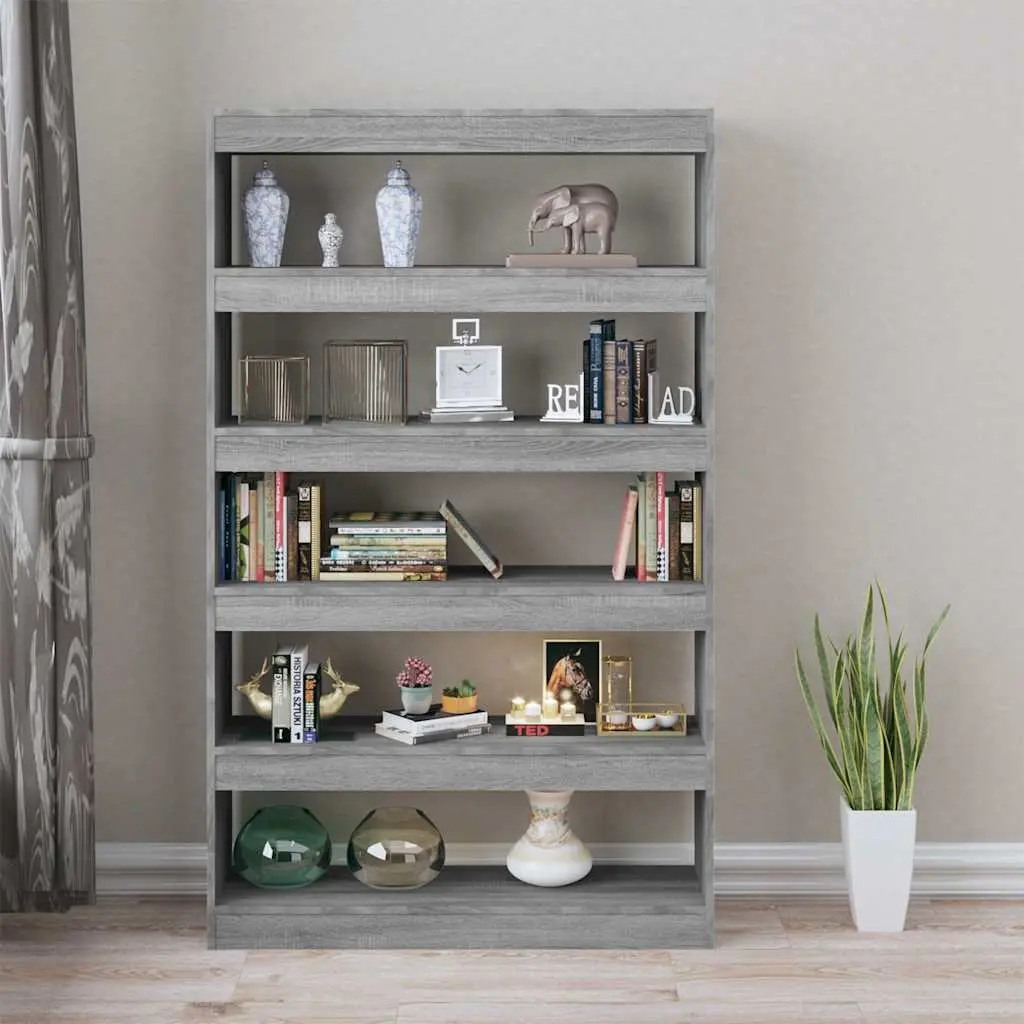 Wooden Book Cabinet Room Divider Grey 100x30x166 cm
