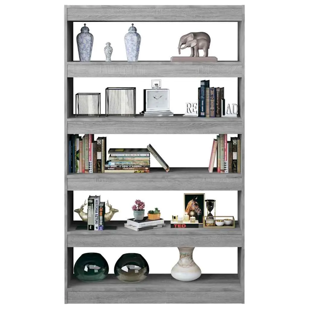 Wooden Book Cabinet Room Divider Grey 100x30x166 cm