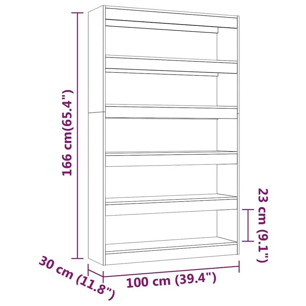 Wooden Book Cabinet Room Divider Grey 100x30x166 cm
