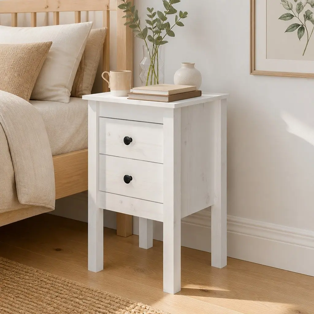 White Bedside Cabinet 40x35x61.5cm