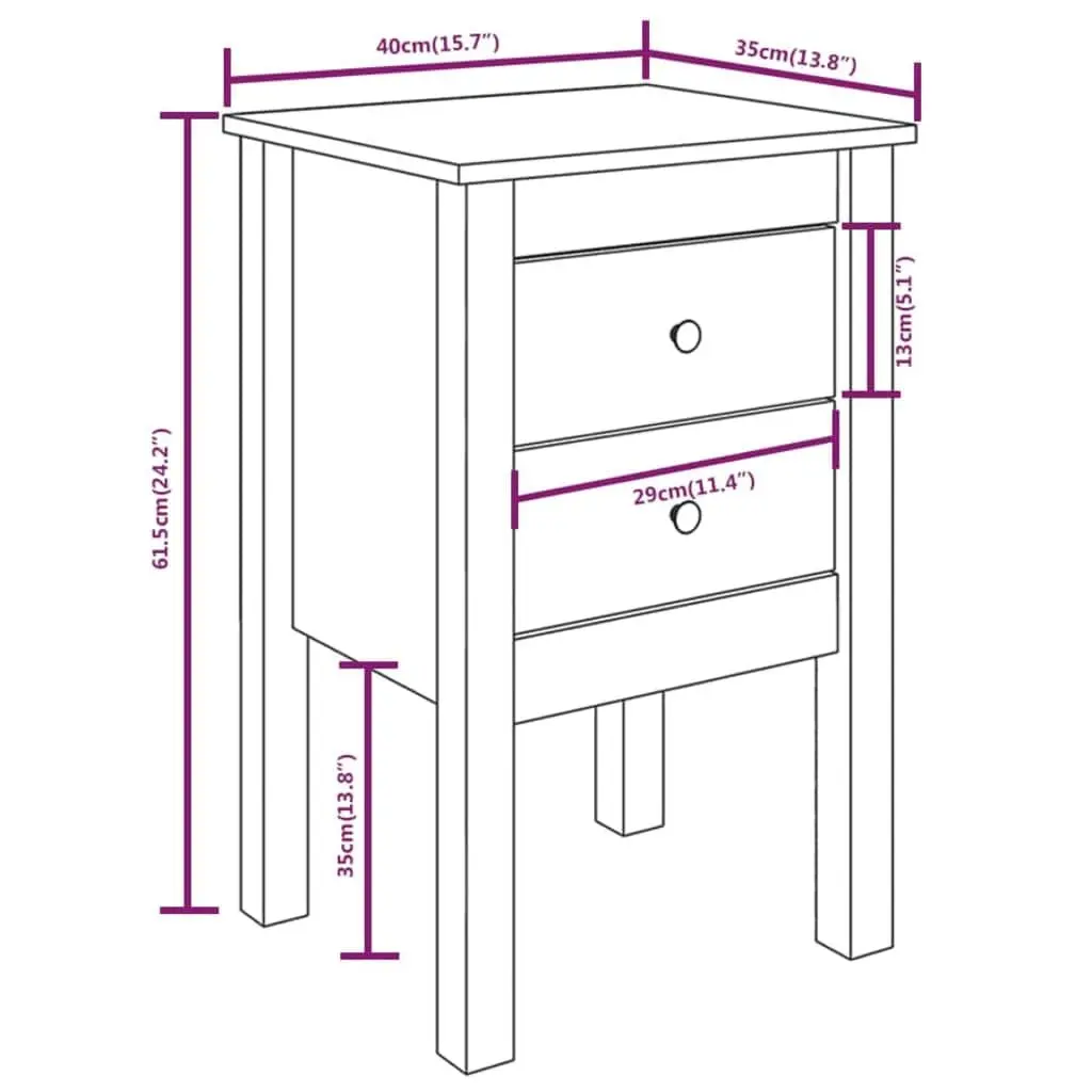 White Bedside Cabinet 40x35x61.5cm