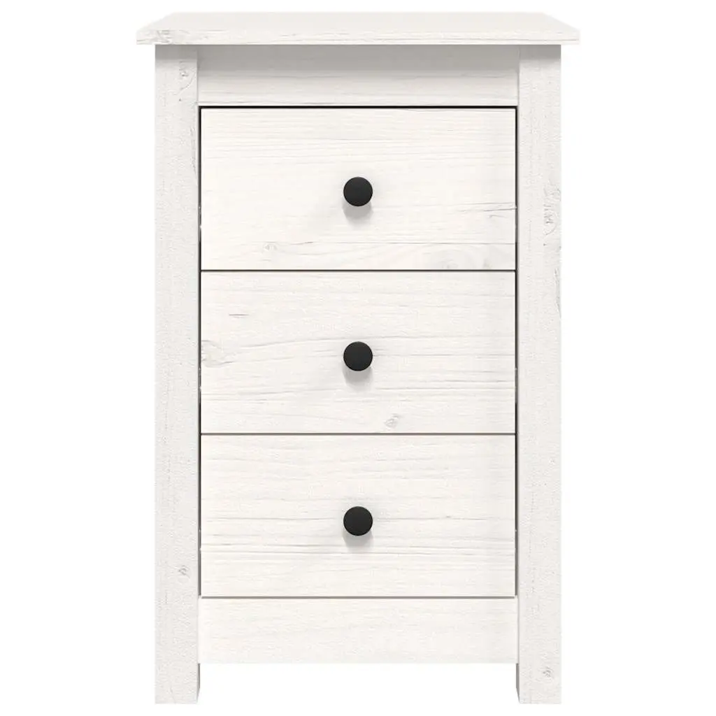 Bedside Cabinets 2 pcs White 40x35x61.5 cm Solid Pine Wood Storage Drawers
