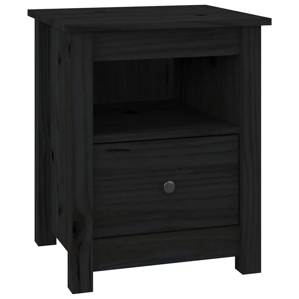 Bedside Cabinets 2 pcs Black Solid Pine 40 x 35 x 49 cm
