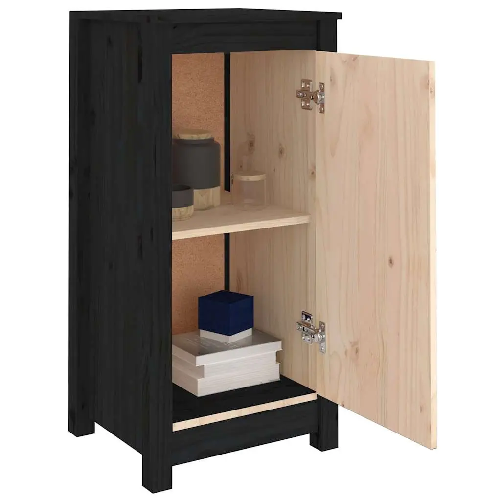 Sideboards Living Room 2 Piece Black Solid Wood Storage Cabinet