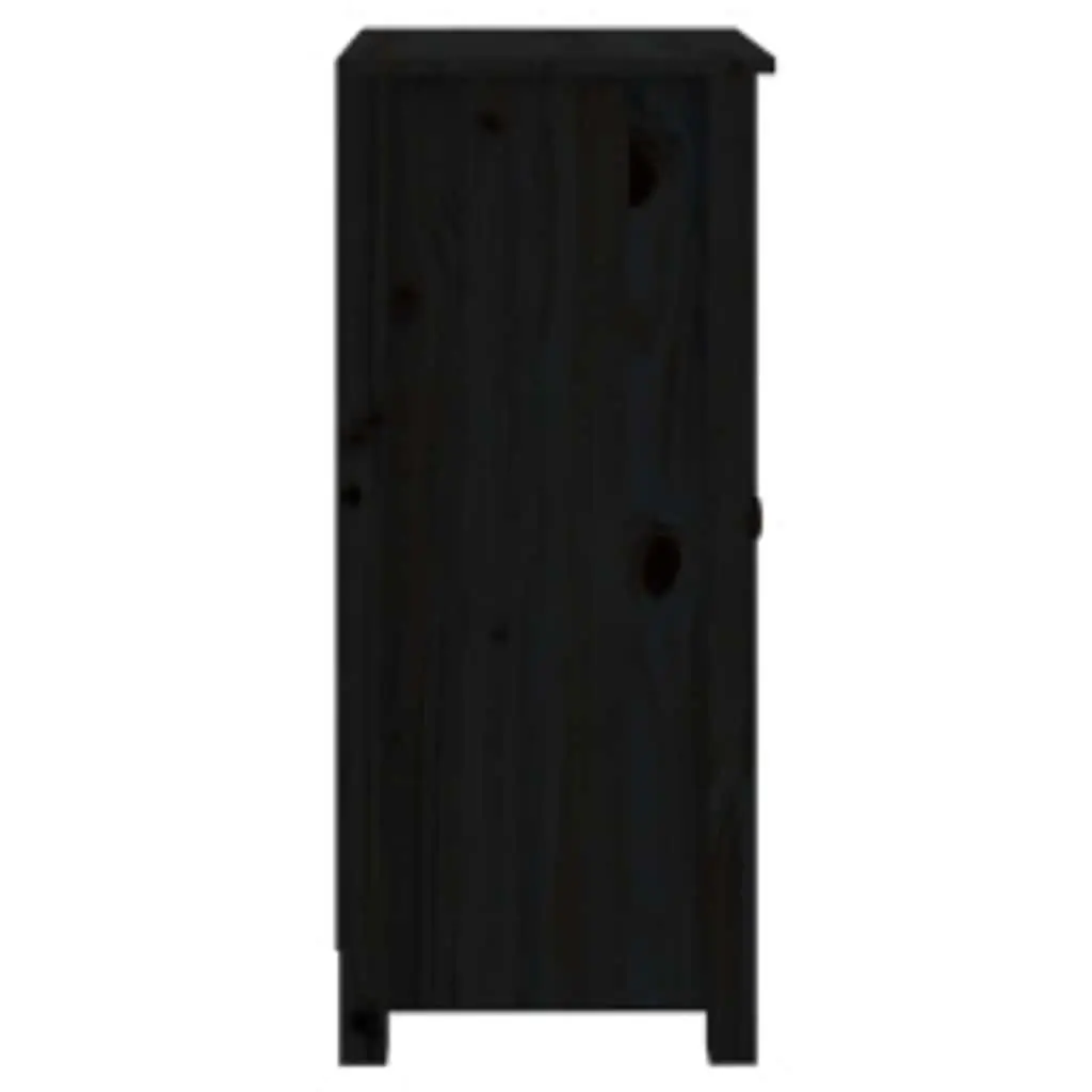 Sideboards Living Room 2 Piece Black Solid Wood Storage Cabinet