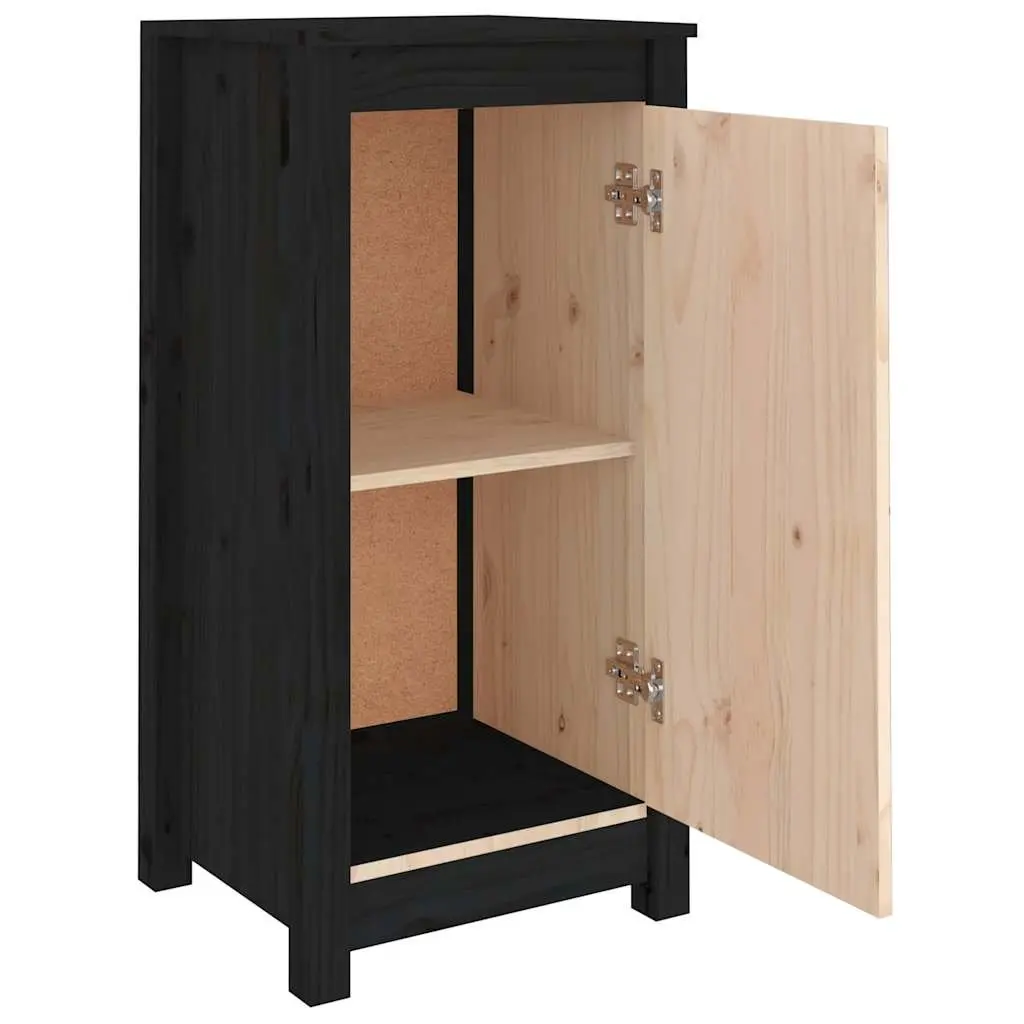 Sideboards Living Room 2 Piece Black Solid Wood Storage Cabinet