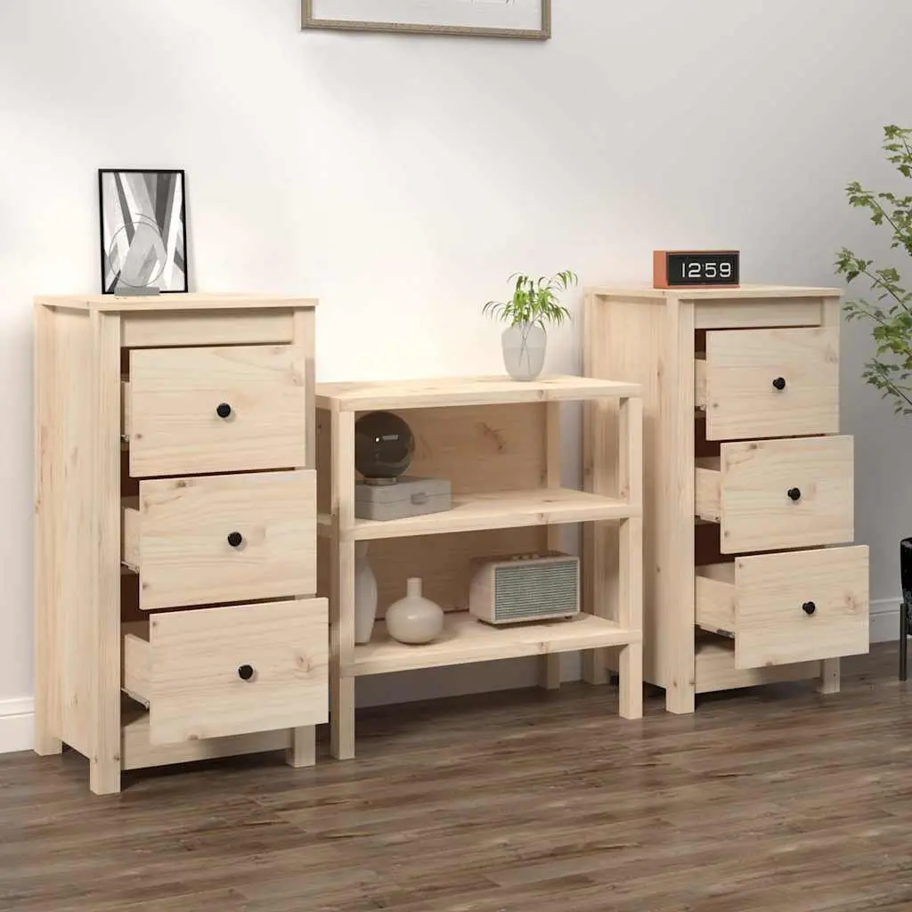 Solid Wood Pine Sideboard Cabinet 40x35x80 cm Brown Storage Furniture