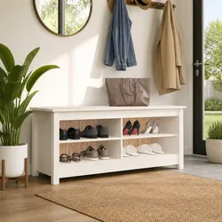 Shoe Storage Bench – Dimensions 110x38x45.5 cm, White