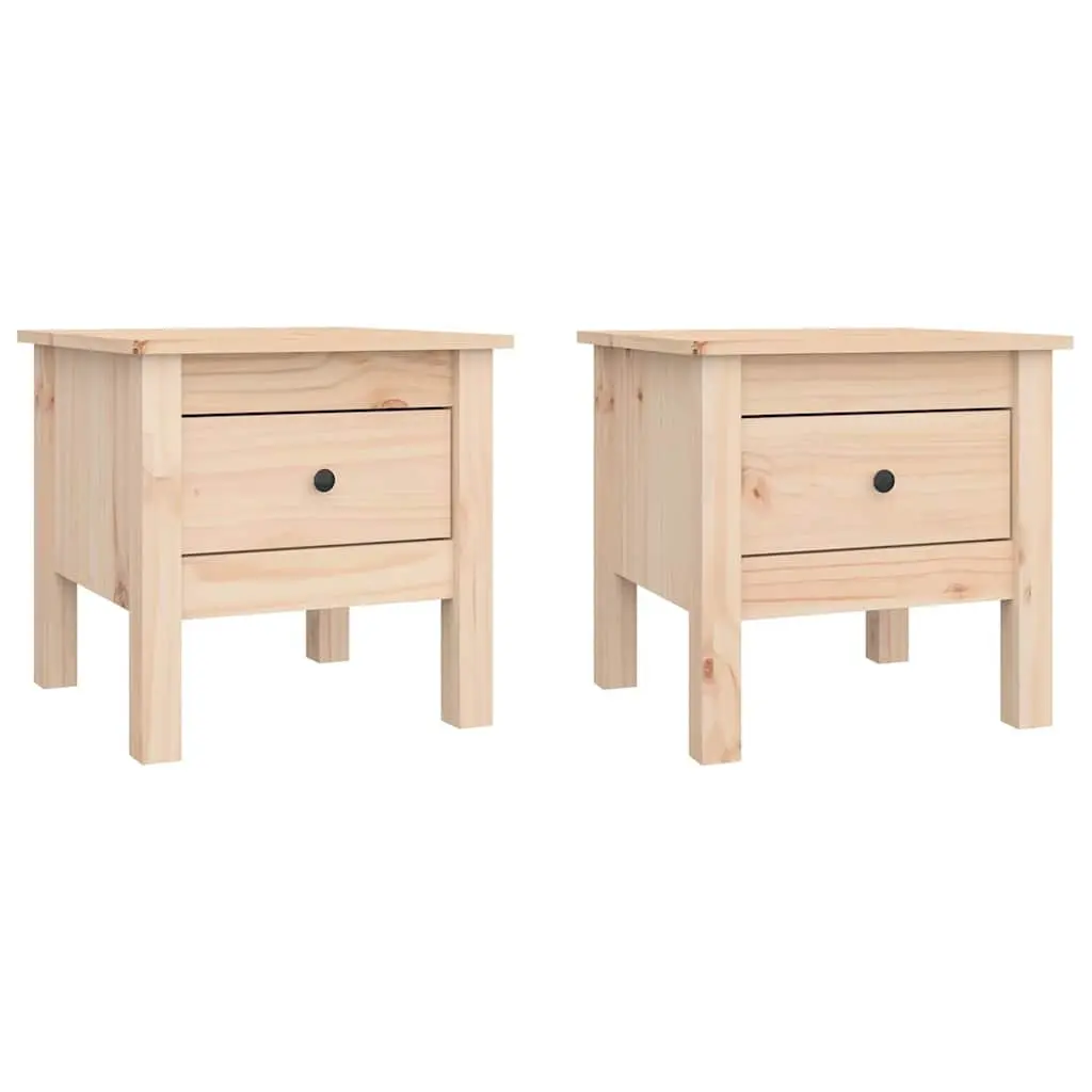 Side Tables 2 pcs 40x40x39 cm Solid Wood Pine End Tables with Drawer Brown