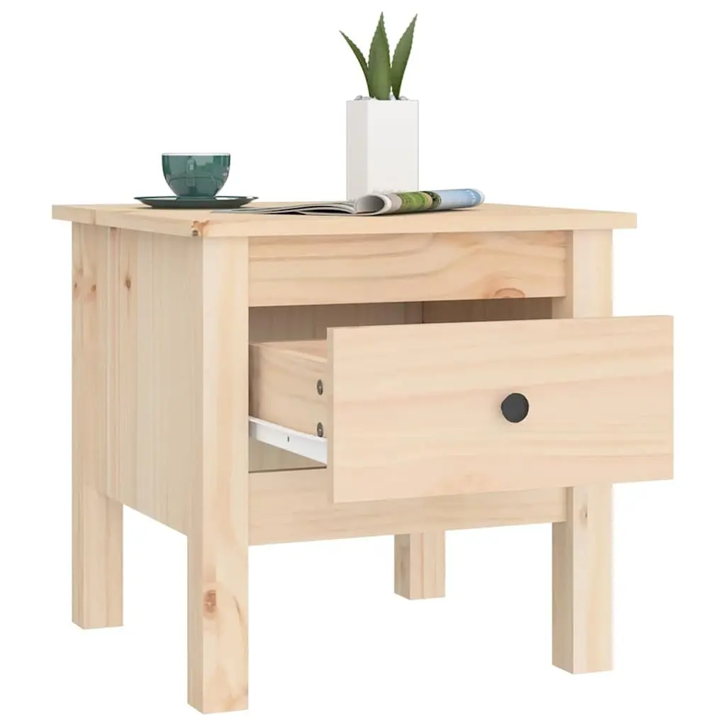 Side Tables 2 pcs 40x40x39 cm Solid Wood Pine End Tables with Drawer Brown