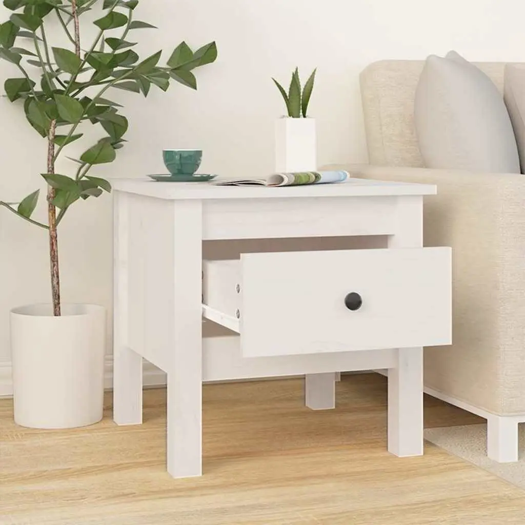Side Tables 2 pcs White 40x40x39 cm Solid Wood Pine End Table Living Room