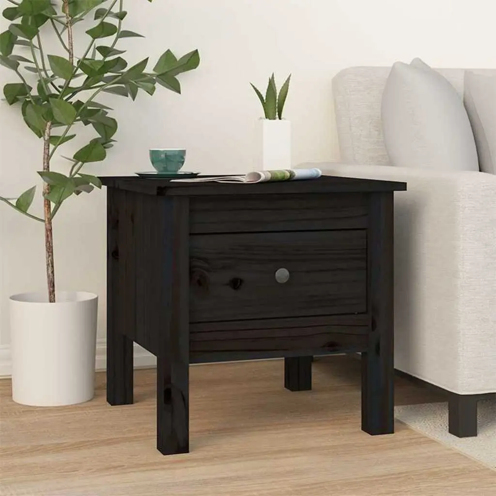 Side Tables 2 pcs Black 40x40x39 cm Solid Wood Pine End Table Bedside