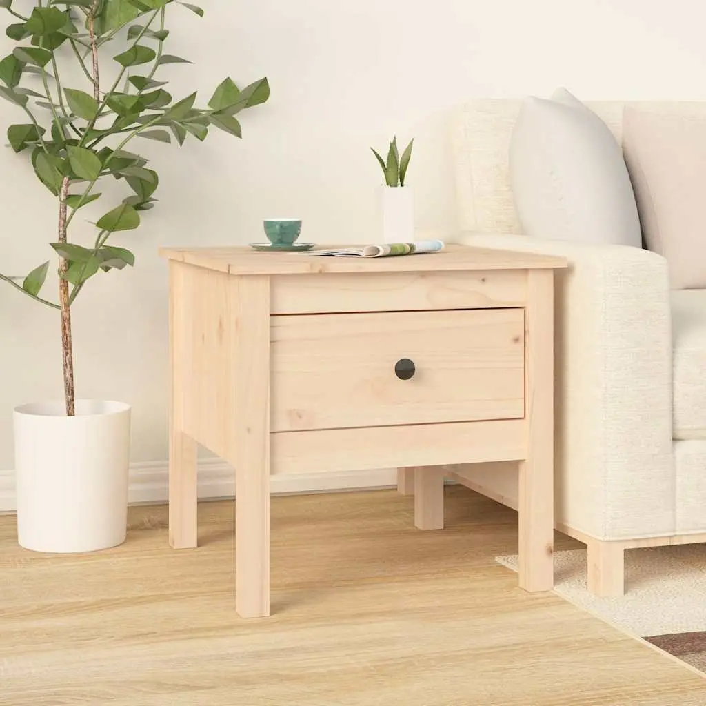 Solid Wood Pine Side Tables Set of 2 for Living Room with Drawer Storage