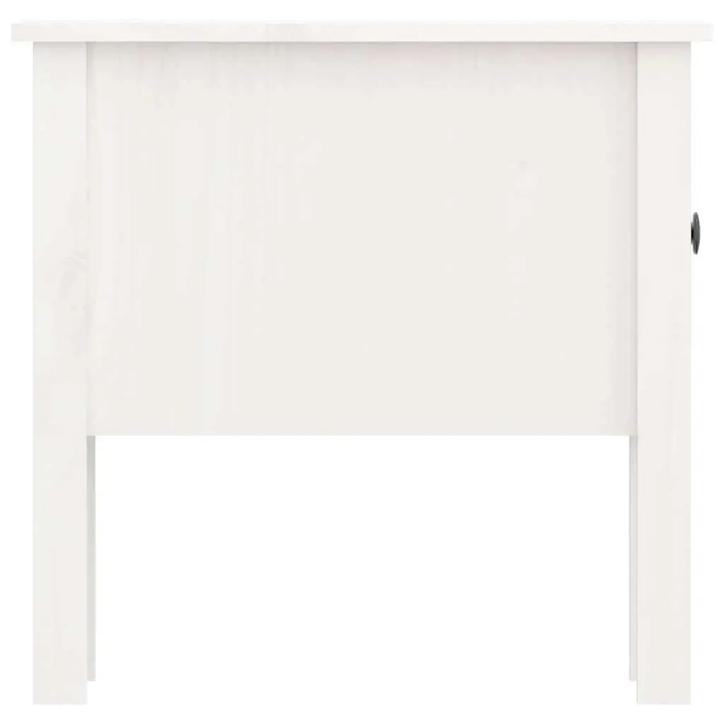 Side Table White 50x50x49 cm Solid Pine Wood Drawer Storage End Table Living