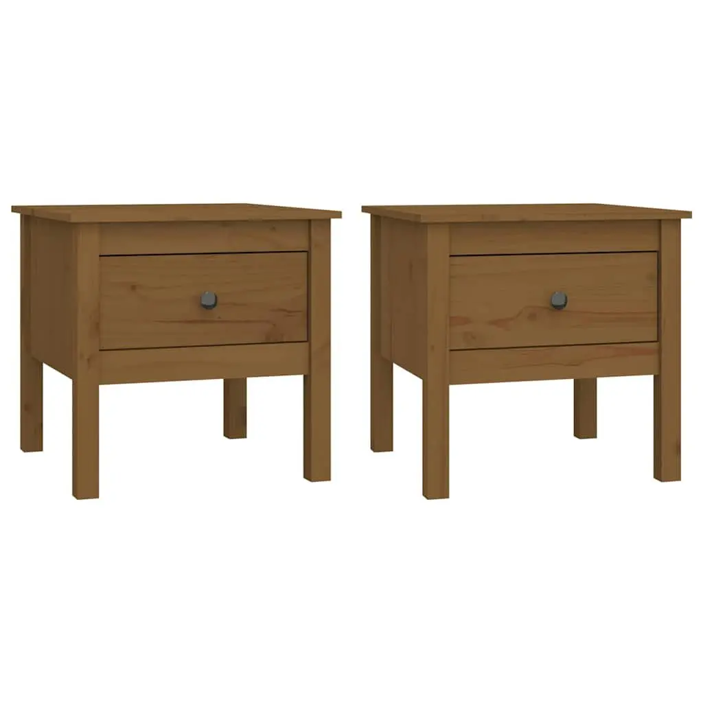 End Tables 2 pcs Solid Wood Pine Side Table Living Room Bedroom Nightstand