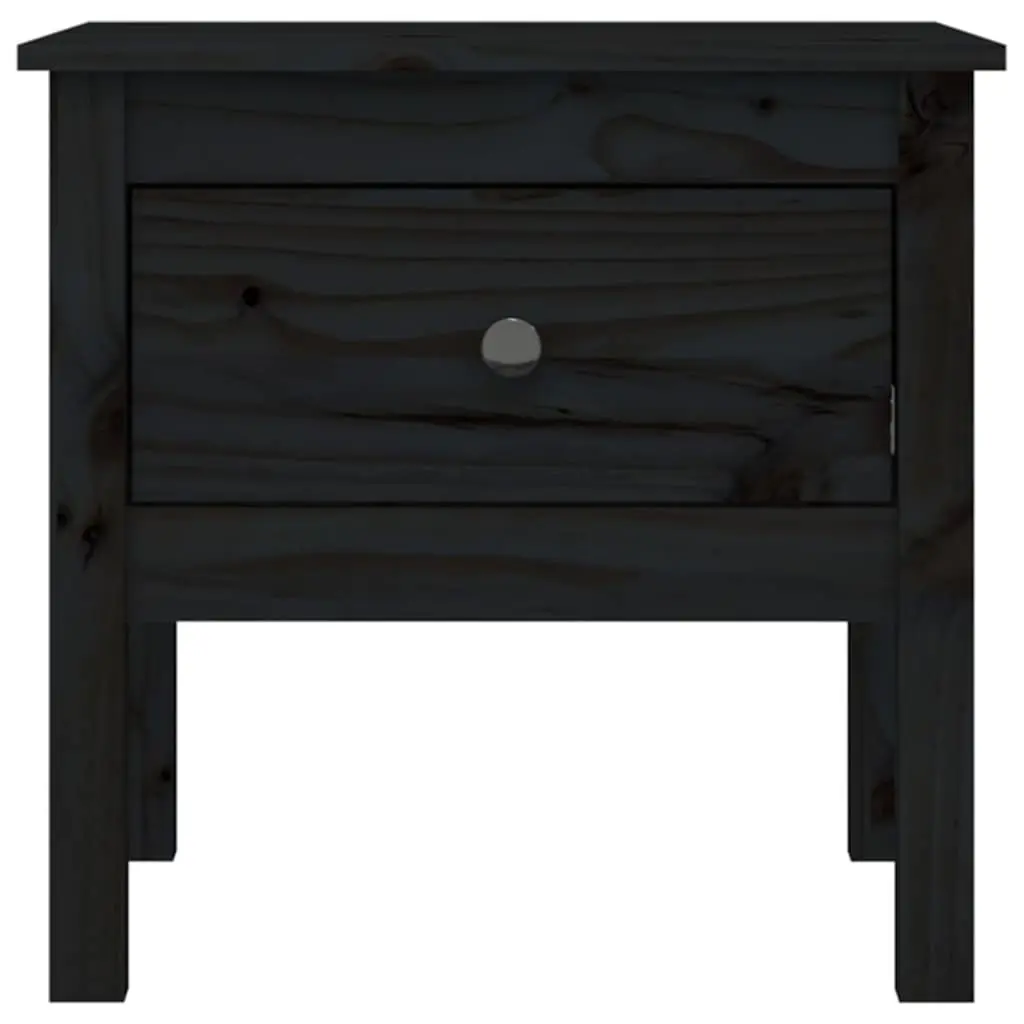 Black Side Tables Set 2 pcs 50x50x49 cm Solid Pine Wood