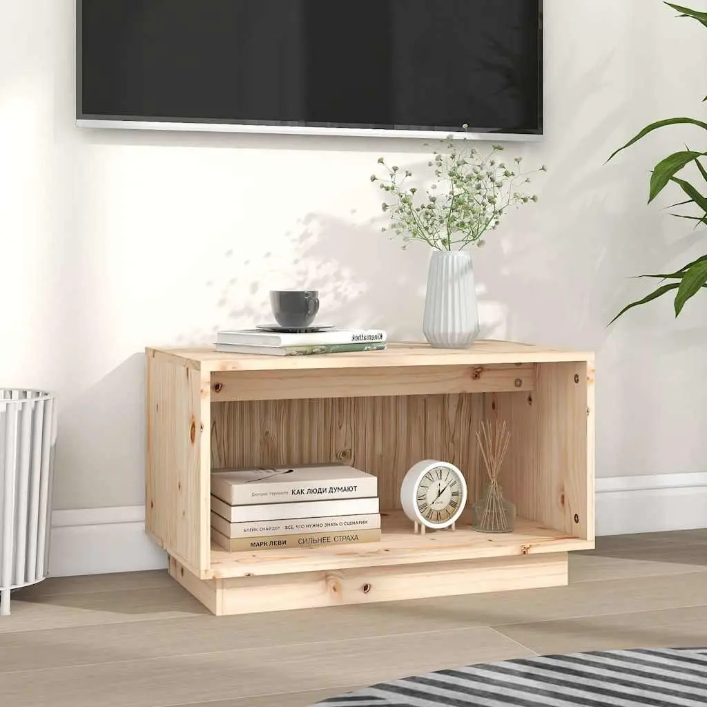 60x35x35 cm Pine Wood TV Cabinet with Ample Storage