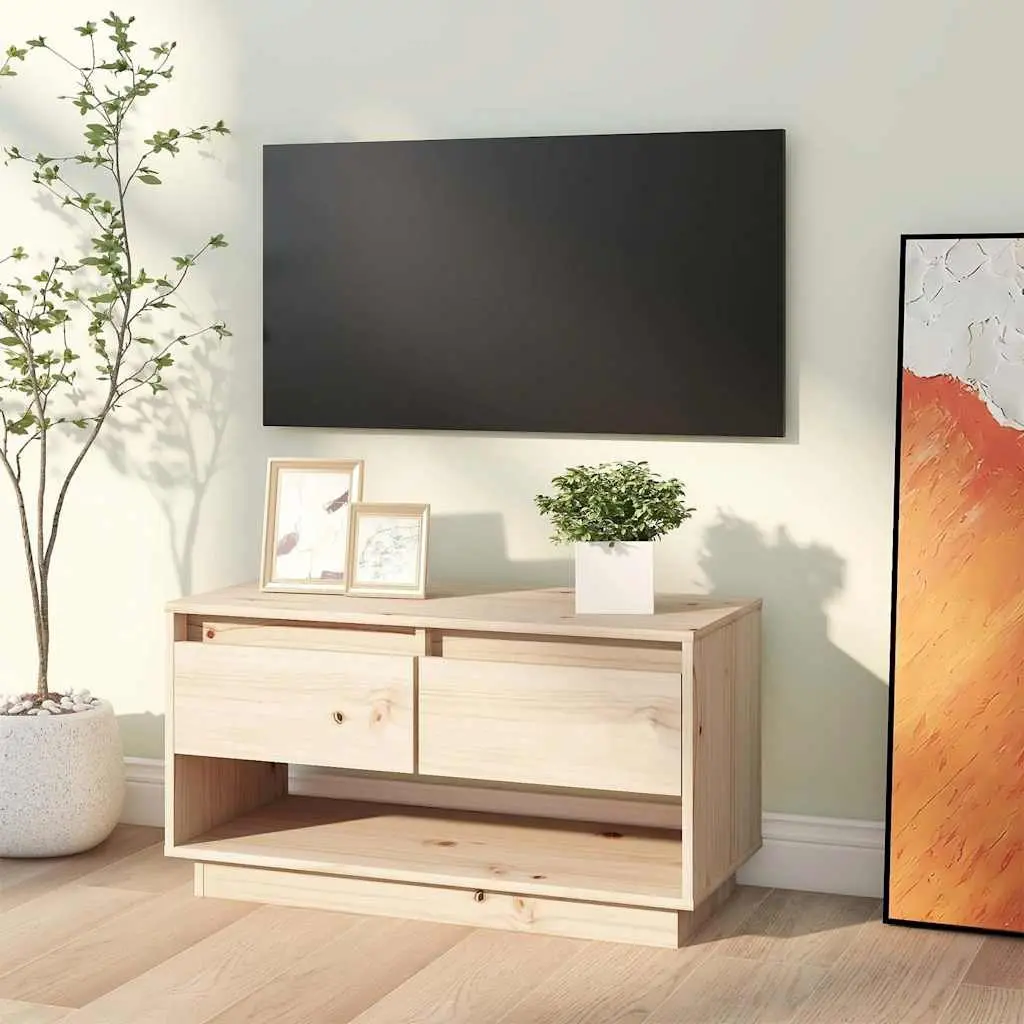 TV Cabinet 74x34x40 cm Solid Pine Wood with Drawers Storage Unit Brown