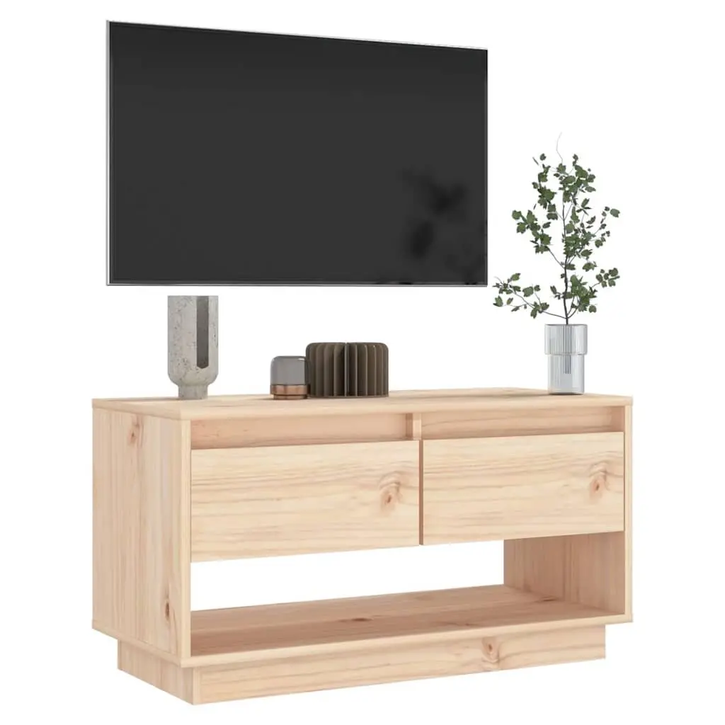 TV Cabinet 74x34x40 cm Solid Pine Wood with Drawers Storage Unit Brown