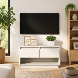 74x34x40 cm Solid Pine Wood TV Cabinet with Storage Drawers