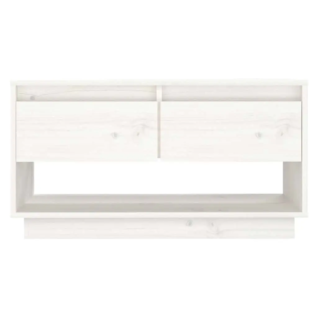 TV Cabinet for Living Room White Solid Wood Pine 74x34x40 cm Wooden Storage Unit with Drawers